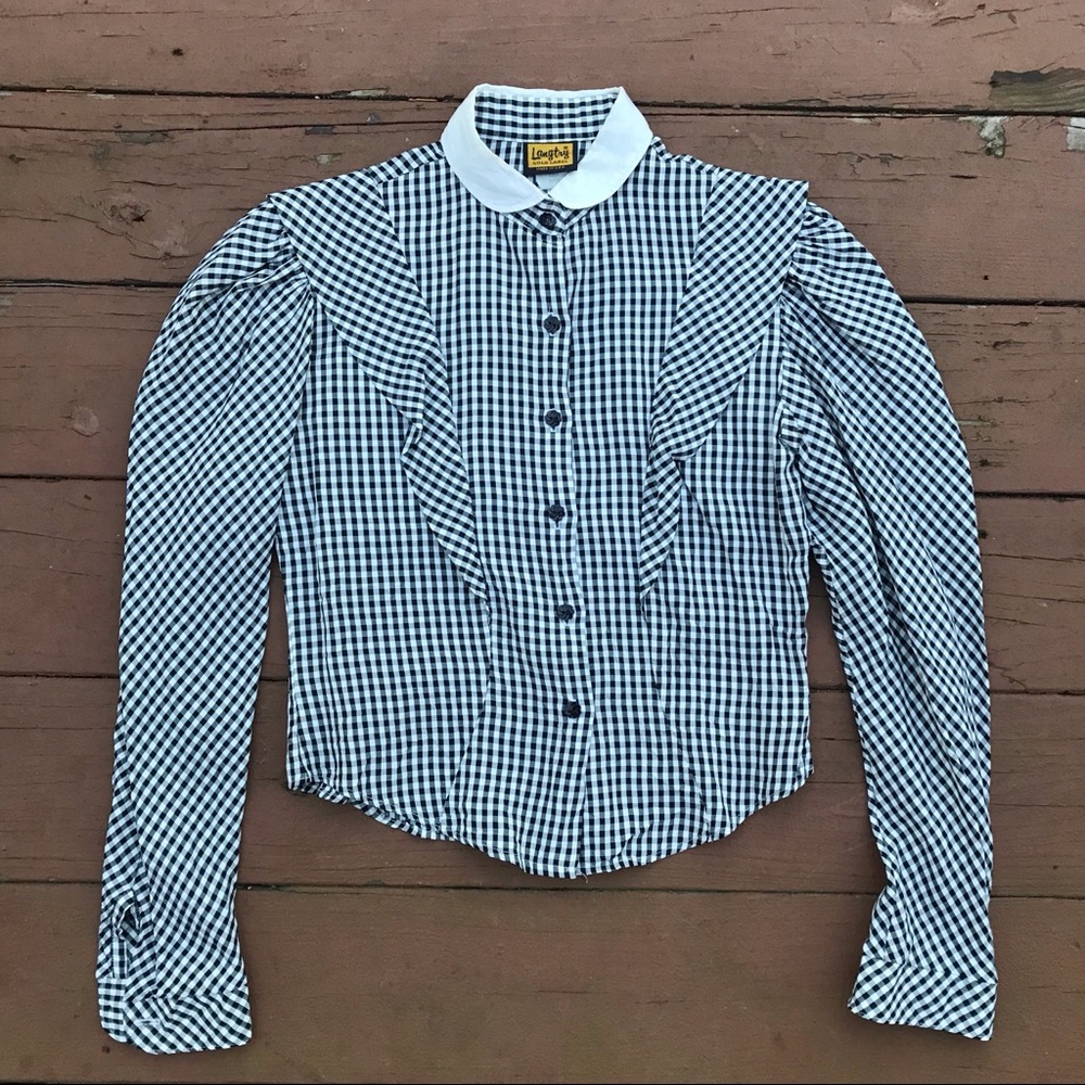 Vintage 70s Langtry Checkered Blouse